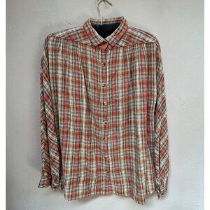 Vintage Norman Todd Womens Button Down Plaid Shirt Top Blouse Long Sleeve Collar